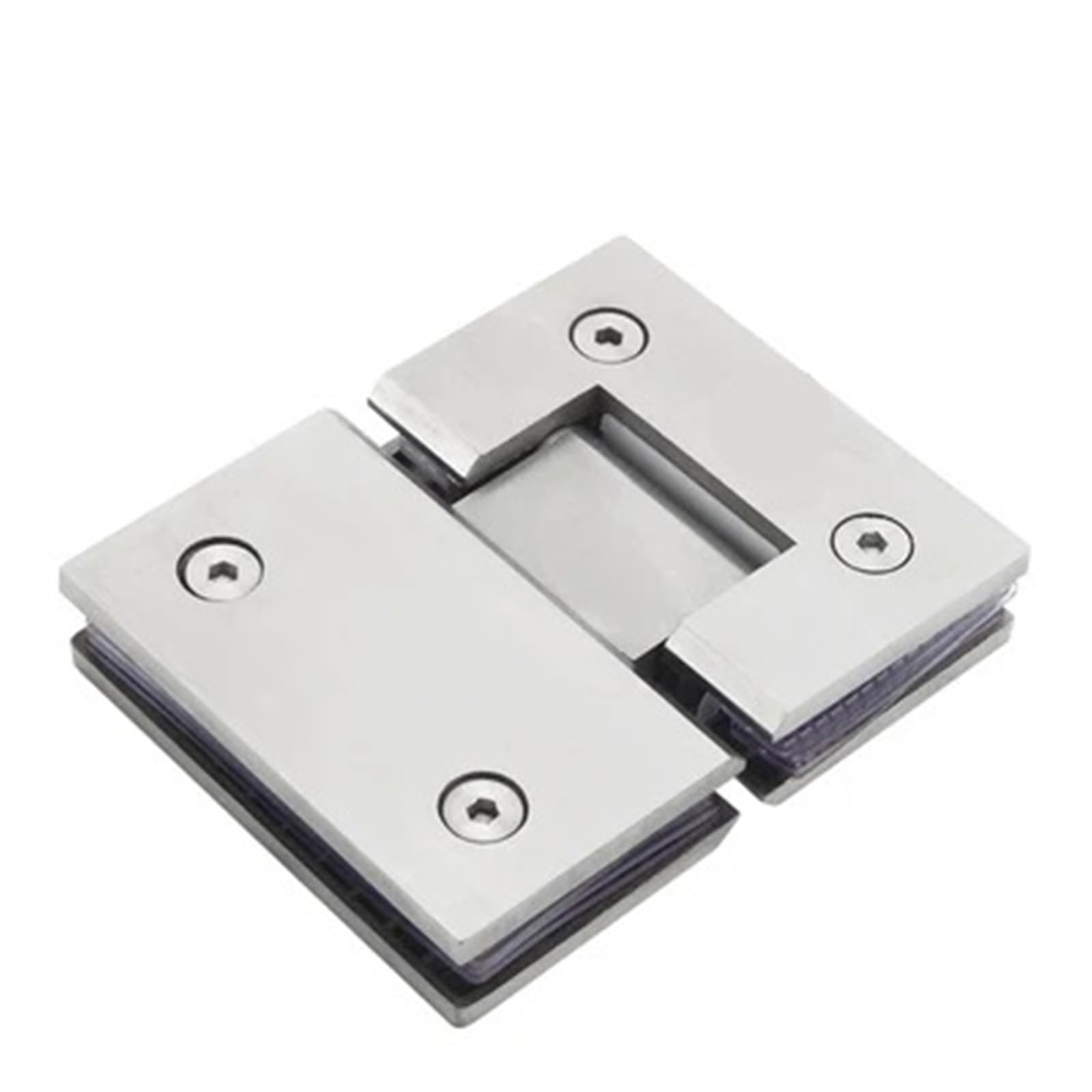 Cnyuon Color E 2 Pcs Stainless Steel Frameless Nickel Brush Glass Door Hinge 90 Degrees Of Bathroom Clamp Folding Clip For Glass Door(Color E)