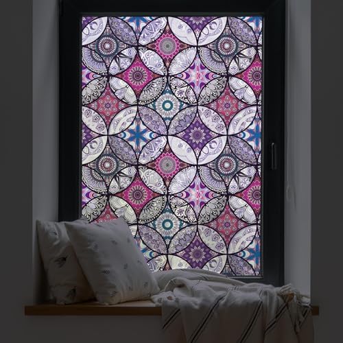 dktie Window Film Vinyl Non Adhesive Privacy Film Stained Glass Window