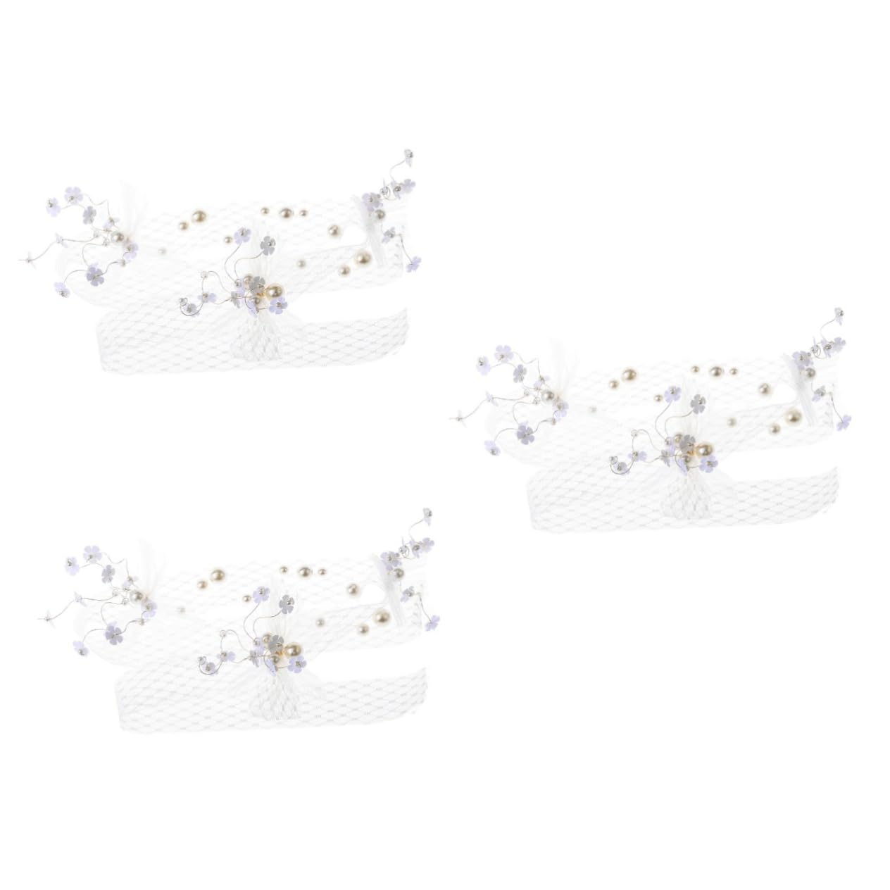 FRCOLOR 3piezas Tocado De Novia Flores De Perlas Accesorio De Cabello Elegante Para Bodas Para Fotografía y Fiestas