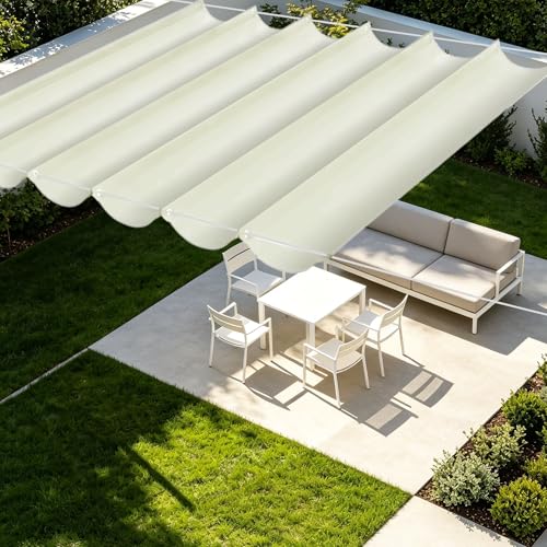 Filet bâche ombrage résistant à l'eau blanc cassé pour une terrasse abritée
