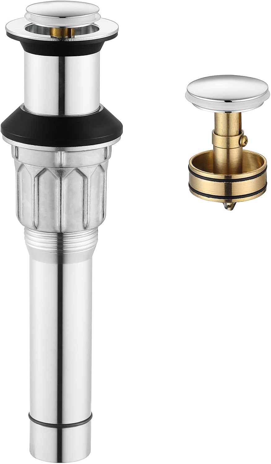 All Metal Bathroom Sink Drain Without Overflow, Stainless Steel Pop Up Drain for Lavatory Vanity Vessel Sink, Brushed Gold, 2108608
