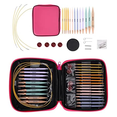13 Pairs of Interchangeable Circular Knitting Needles Set, Knitting Starter Kit, Knit Picks Interchangeable Needles, with PU Package, Knitting Kit for Beginners Cover