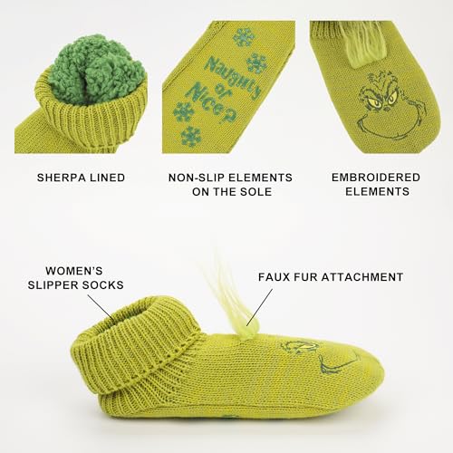Bioworld The Grinch Big Face Naughty or Nice Women's Slipper Socks3