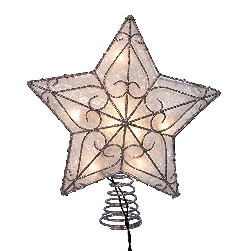 Estrella de Capiz Kurt Adler iluminada con 10 luces caladas para decorar tu árbol 6