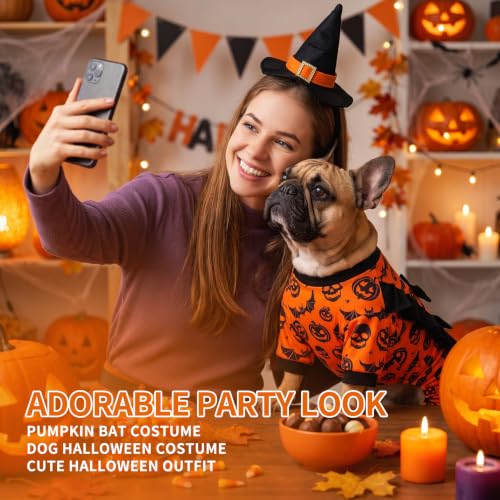 Dog Halloween Pajamas for Small Medium Breeds, Pumpkin Ghost Dog Onesies, Halloween Pet Outfit Clothes, Soft 4-Way Stretch Doggie Pjs Costumes for Halloween Party Photos - image 5