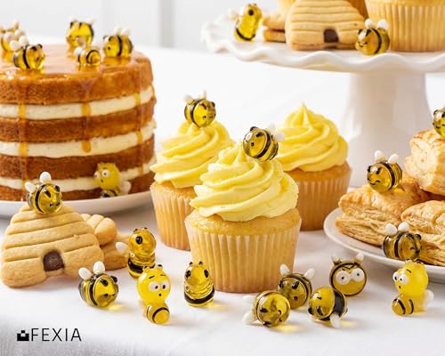 Image of FEXIA 30pcs Mini Resin Bees Tiny Figures Glow in the Dark Tiny Craft Bees for Aquariums Dollhouses Garden Landscape Birthday Party Table Decoration
