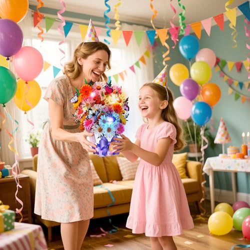 Image of APOTODITO Birthday Cards, Butterfly & Daisy Birthday Card with Music and Light, Flower Bouquet 3D Card for Women Mom Wife