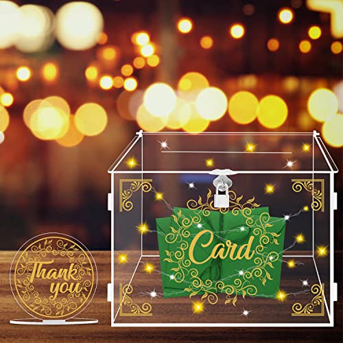 Image of Ywlake Acrylic Wedding Card Box with Lock and Slot, Money Cash Gift Box Holder, Clear Wedding Post Box Letter Envelope Boxes for Reception Anniversary Birthday Party Baby Shower (Transparent)