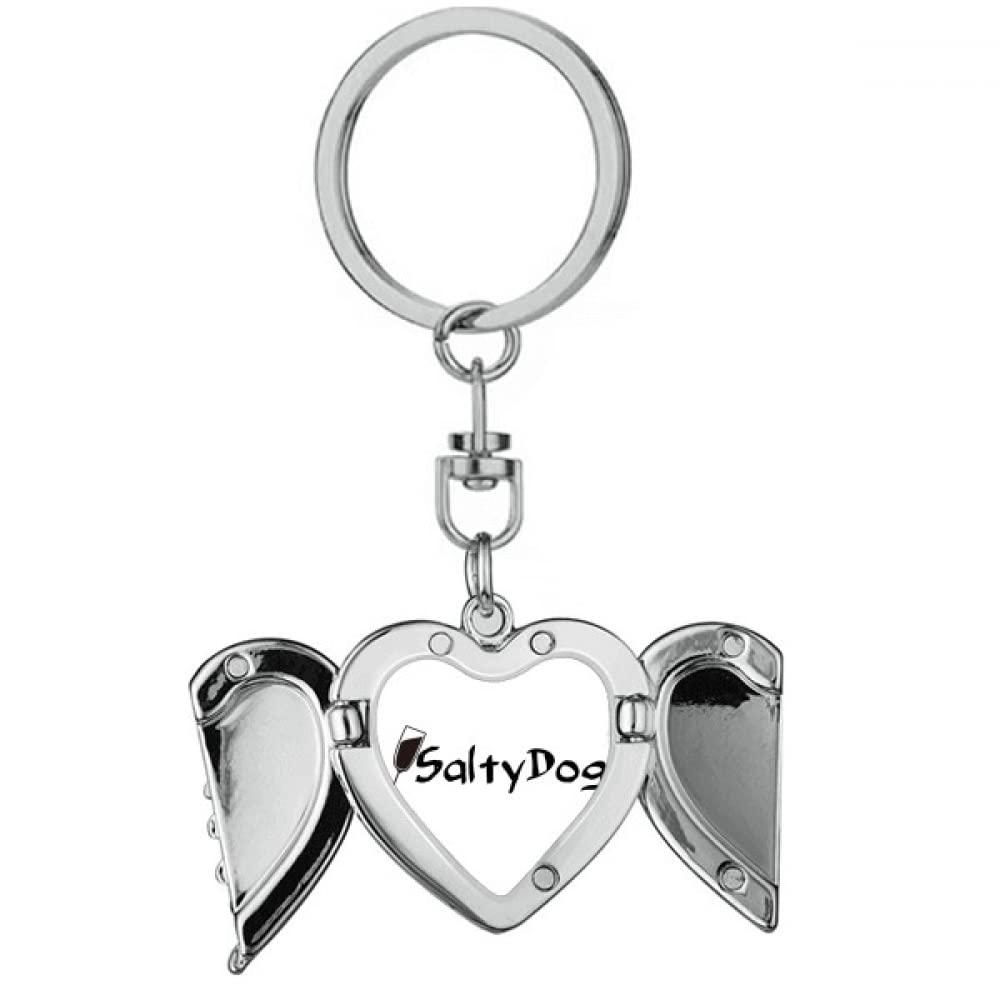 no/no Salty Dog Salt With Its Cup Heart Angel Wing Key Chain Holder