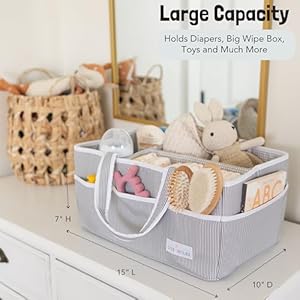Lily Miles Baby Diaper Caddy Organizer, Baby Shower Basket for Newborn Boys or Girls, Nursery Must Haves for New Mom, Registry Favorites, Large Storage Tote for Changing Table or Car, Gray Lily Miles Baby Diaper Caddy Organizer Baby Shower Basket for Newborn Boys or Girls Nursery Must Haves for New Mom Registry Favorites Large Storage Tote for Changing Table or Car Gray