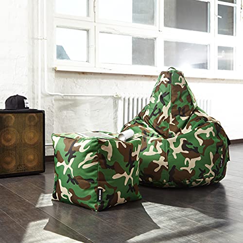 Green Bean© 2er Set Sitzsack + Hocker - fertig befüllt - robust waschbar schmutzabweisend - Kinder & Erwachsene Bean Bag… – Bild 4