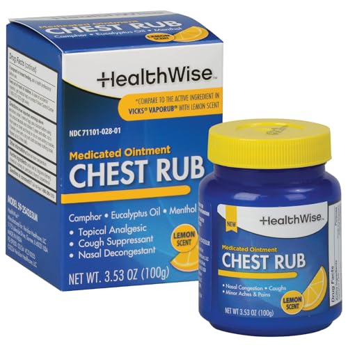 Image of HealthWise Medicated Chest Rub | Refreshing Lemon Scent | Cough Suppressant | Relieves Nasal Congestion | Relieves Minor Aches and Pains | 3.53 oz.