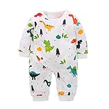 Yierying Baby Boys and Girls Cartoon Dinosaurs 100% Cotton Baby Clothes Romper Bodysuit White