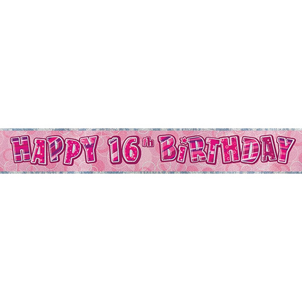 Unique Party 92068 - 9ft Foil Glitz Pink Happy 80th Birthday Banner — view 166
