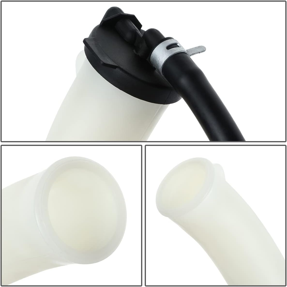 Auto Dynasty TO3014107 Factory Style Car Coolant Reservoir Overflow Bottle Tank with Cap and Hose Compatible with Toyota Rav4 2001-2005, Bare White