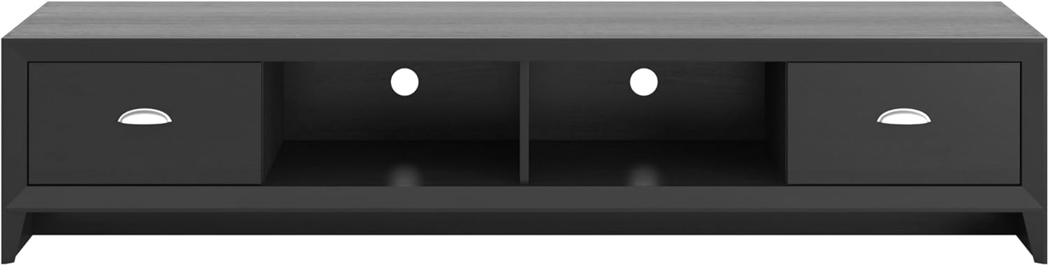 CorLiving Lakewood Modern Black Engineered Wood TV Stand with Drawers for TVs up to for Living Room and Bedroom - Large Low Media Storage, Entertainment Center