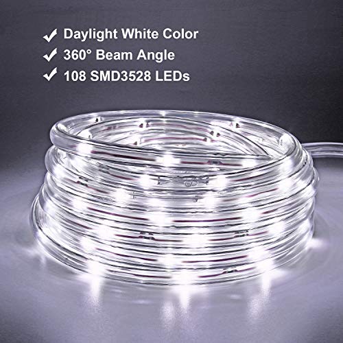 image for Areful LED Rope Lights, 16ft Daylight White Strip Lights with Clear PV