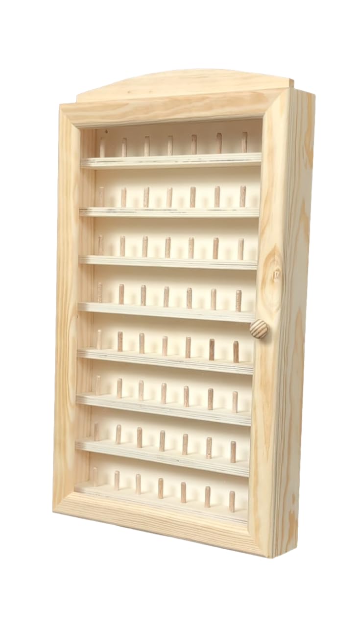Grande vitrine pour collection de dés à coudre Dimensions : 30 x 6,5 x 54 cm. Etagères : 28 x 3 x 4,5 cm