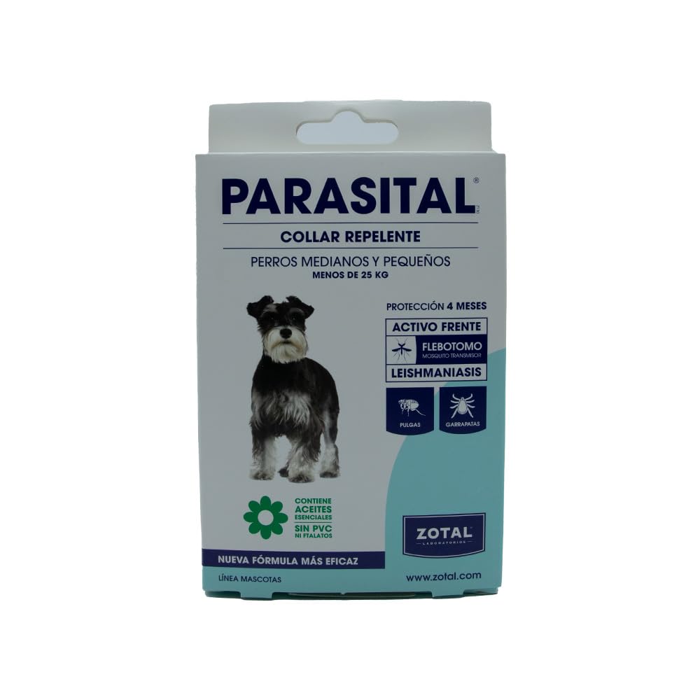 Zotal PARASITAL® Pack Collar Antiparasitario Perros Medianos y Pequeños + Pipeta Perros medianos 10-25 kg | Pack contra los parásitos externos en Mascotas | Ingredientes Activos Naturales | Marca