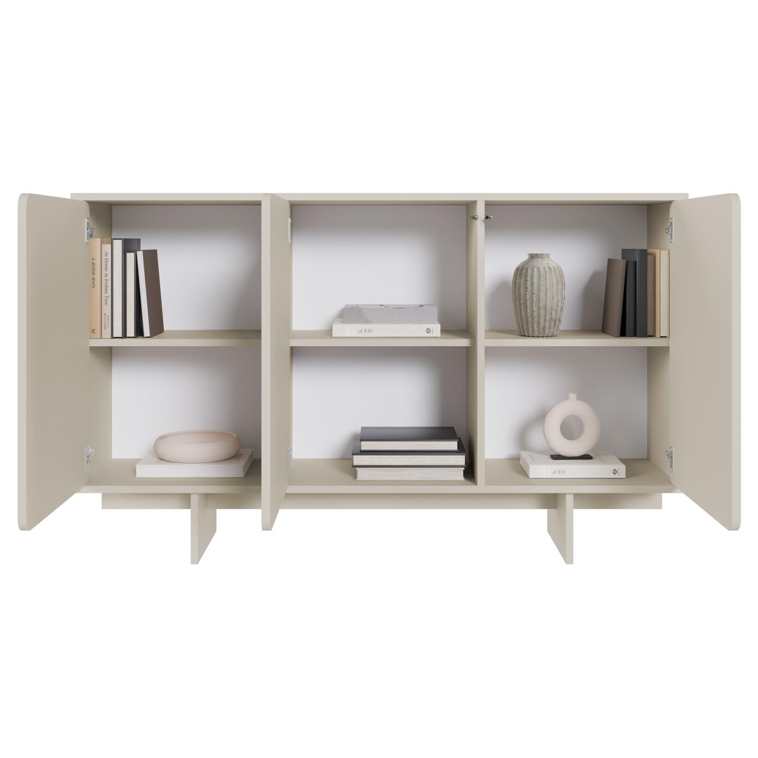 Selsey Wuwu - Cassettiera a 3 ante, 150 cm, con spinta verso l'aperto, colore: grigio/beige