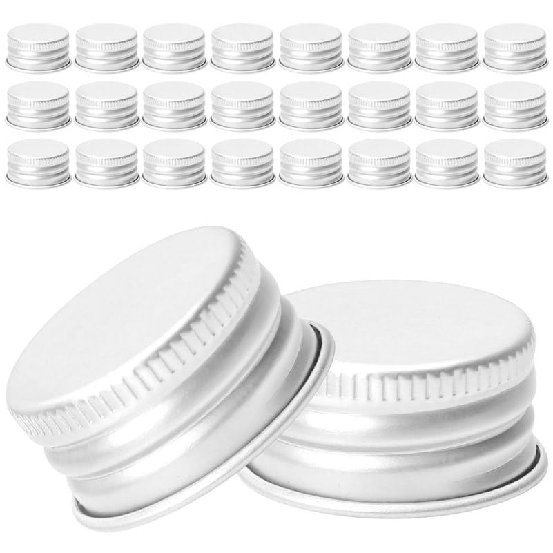 PLAFOPE 50 Stück Aluminium Schraubverschlüsse 28Mm Luftdicht Leckdicht Für Mason Jar Deckel Wiederverwendbar Für Glasflaschen Kosmetik Pharma Lebensmittel