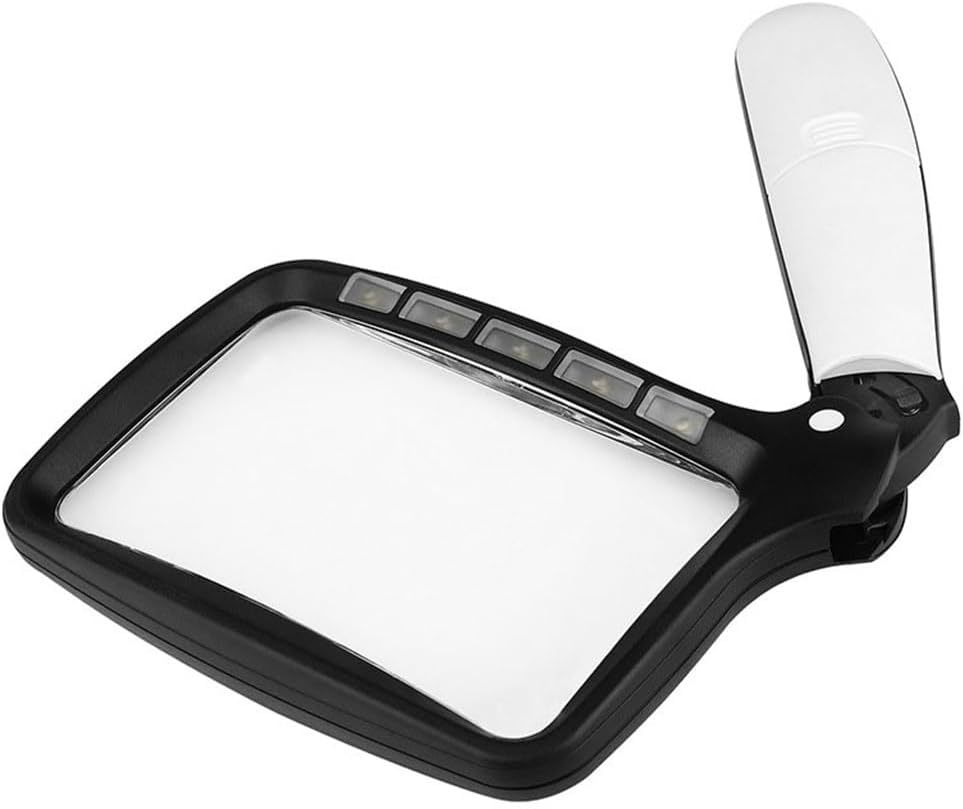 Folding Handheld Magnifying Glass with Five LED Lights for Elderly to Read and Read Newspapers