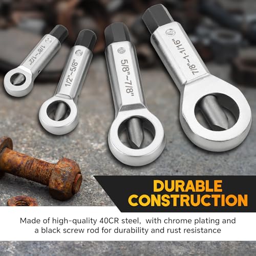 weyleity 4 Pack Metal Nut Splitter Set | Heavy Duty Nut Splitter Breaker Cracker Broken Damaged Corroded Screw Nut Removal Splitting Extractor 9-12mm, 12-16mm, 16-22mm, 22-27mm by weyleity - Image 4