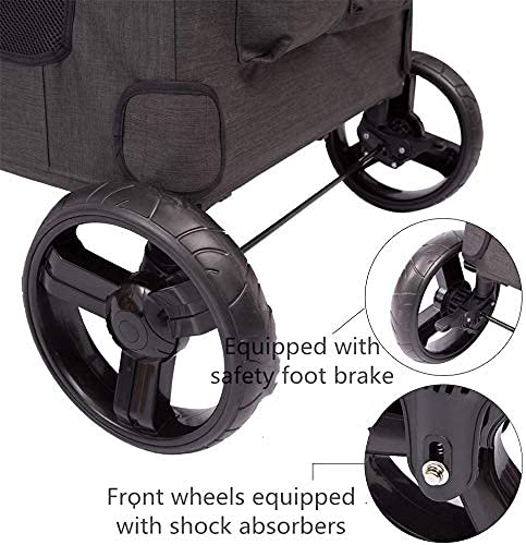 Totoro ball 4 Wheel Dog Stroller for Large or 2 Dogs for Jogger Wagon Foldable Travel Carriage Can Easily Walk in/Out Up… - Image 6