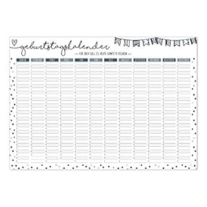 Verjaardagskalender confetti I DIN A2 I jaaronafhankelijk I permanente kalender voor meisjes, vrouwen, WG, het hele…