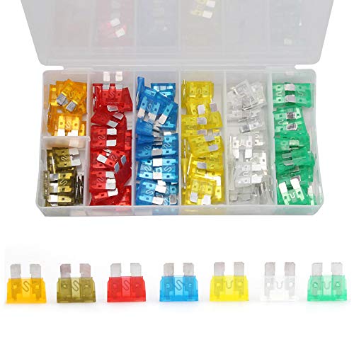 Assortiment de 120 mini fusibles pour voiture et camion avec étui de rangement et clip de fusible Cover