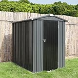 VEIKOU 4' x 6' Metal Storage Shed with Thickened Galvanized Steel, Lockable Door, Air Vents, Garden Tool Storage Shed for Outdoor Patio, Grey