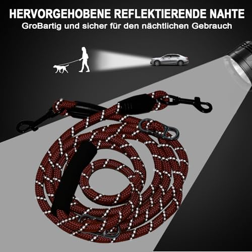 Hundeleine 3m Umhängeleine und Doppelleine, leicht für kleine bis große Hunde