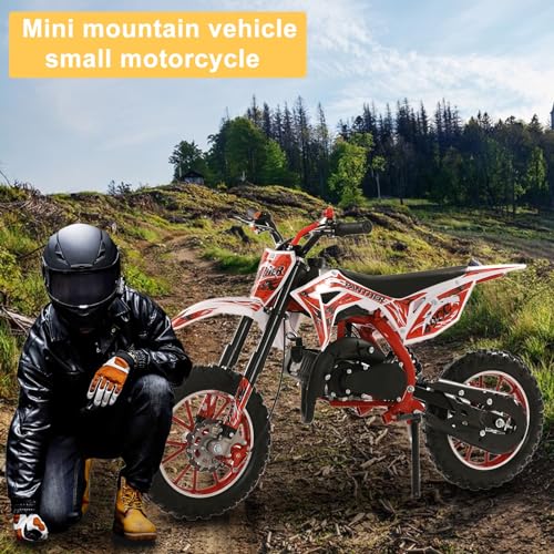 Cdar 65AA465AA4214BEA98 49Cc Kids Dirt Bike, 2-Stroke Gas Power Motocross Off-Road Tires Shock Absorption Springs Soft Seat Cushion Pocket Motorbike thumb #4
