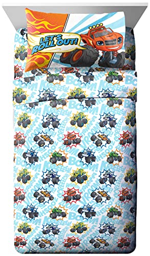 Jay Franco Blaze and The Monster Machines Off to The Races Twin Size Sheet Set - 3 Piece Set Super Soft and Cozy Kid’s Bedding - Fade Resistant Microfiber Sheets (Official Blaze Product)