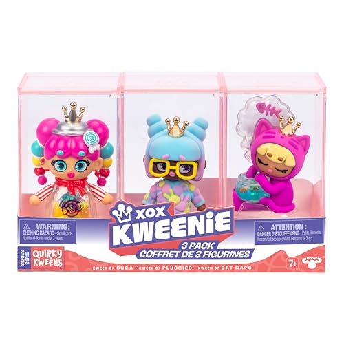 Quirky Kweens Series Premium Figurine and Display Case 4 Inch/Approx 10cm Tall Collectible Art-Toy 3 Pack Every Kween is Unique