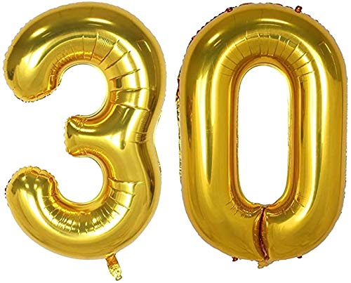 EMAAN 106,7 cm Gold 30 Zahlenballon Party Festival Dekorationen 30. Geburtstag Jahrestag Jumbo Folienballons Party Supplies (Gold) Cover