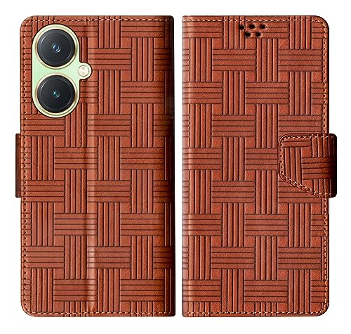 Image of SBMS Flip Cover for Vivo Y27 Back Cover Case with Magnatic Closure | Inbuilt Stand | Card & Money Pocket (Mat Tan)