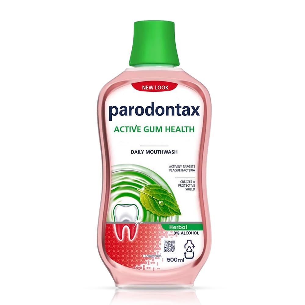 Parodontax Daily Gum Care Herbal Mouthwash 500ml – Alcohol-Free Herbal Daily Mouthwash for Gum Health & Fresh Breath, Helps Reduce Plaque, Family Value Bottle