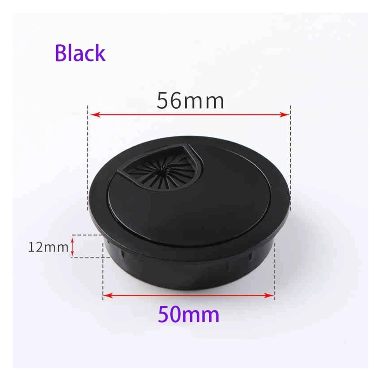 1/2/4/8 szt. blacha na biurko ze stopu cynku 50/53/60/80 mm osłona na kabel do organizera (50 mm czarna, 4 szt.)