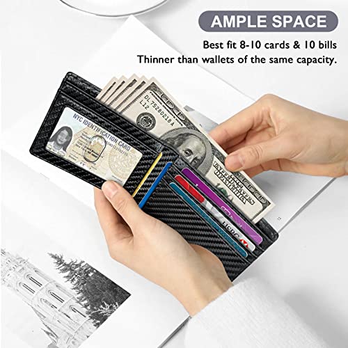 Image of doeboe Airtag Wallet Men, Wallet for Men with Airtag Holder, Genuine Leather Credit Card Wallet, Bifold Slim Wallet for Air Tag GPS Tracker, RFID Minimalist Front Pocket Wallet [No Airtags]