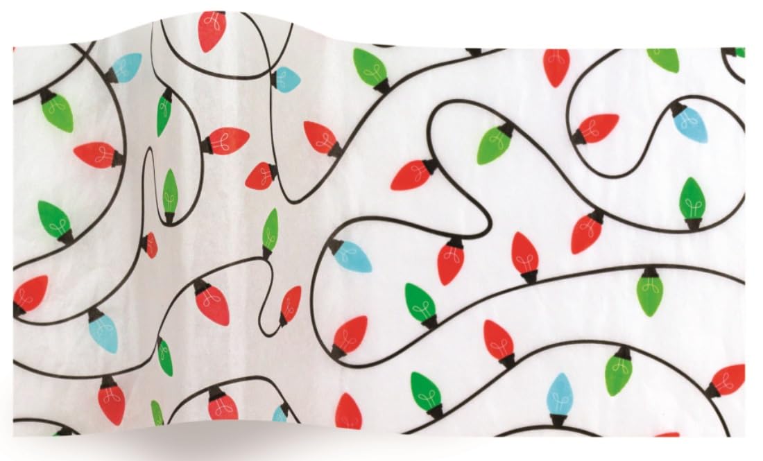 MustBeBonkers Luxury Printed Tissue Wrapping Paper Tissue 16gms - Acid Free - 34 x 45 cm (Tree Light Christmas, 25)