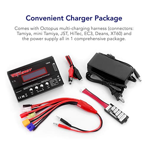 Tenergy 01476 1S-6S Digital Battery Pack Charger For Li-Fe/Li-Po/Nicd/Nimh Packs Balance Charger Discharger W/Tamiya/Jst/Ec3/Hitec/Deans Connectors + Lipo Bag thumb #1