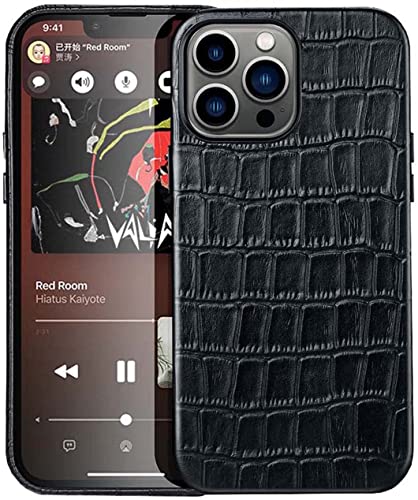 Protection iPhone 12 Pro cuir style croco noir pour le quotidien - 6