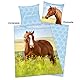 Herding Young Collection Bettwäsche-Set, Pferde Wendemotiv, Bettbezug 135 x 200 cm, Kopfkissenbezug 80 x 80 cm, Baumwolle/Renforcé