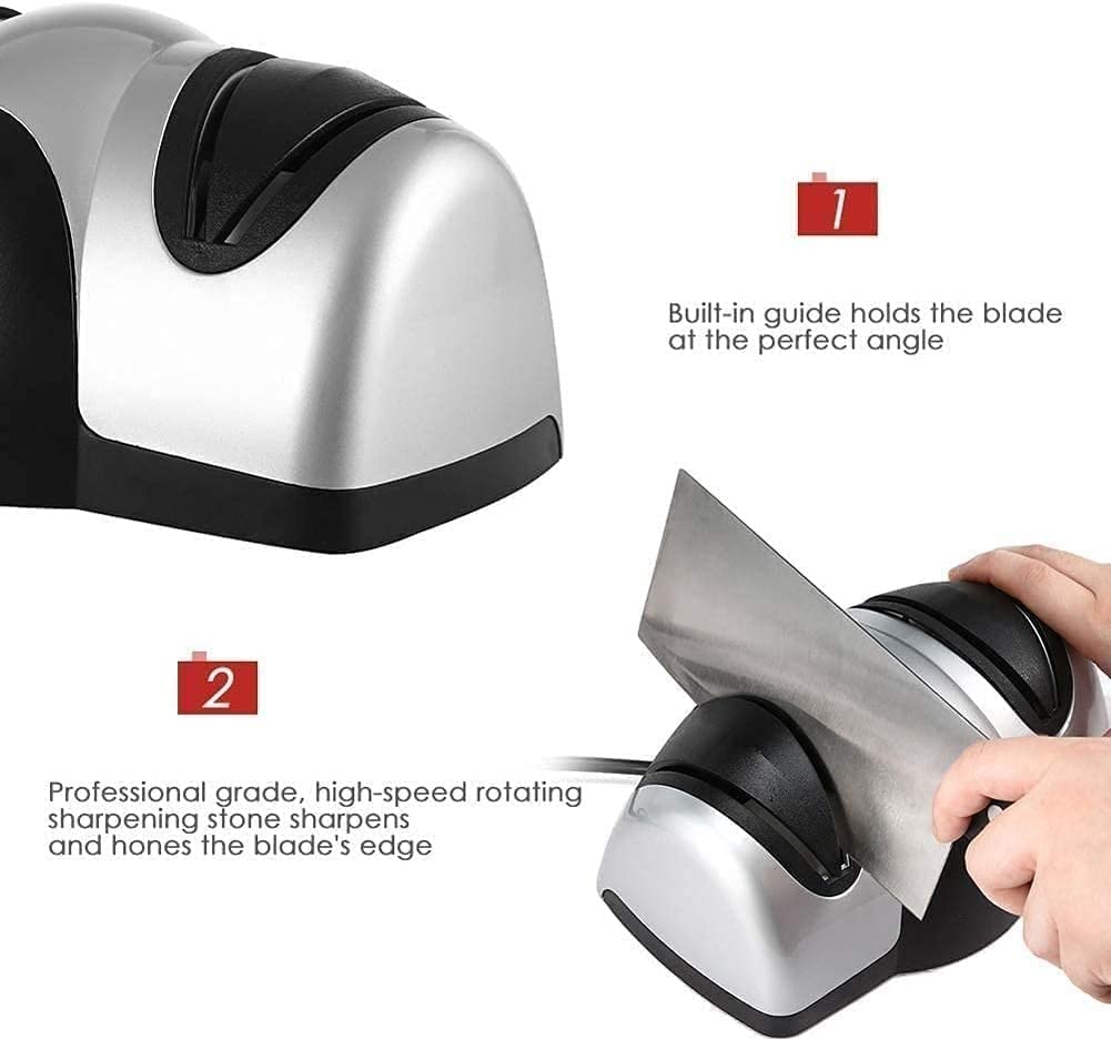 Affilacoltelli elettrico professionale, 2 stadi, Affilacoltelli elettrico professionale, Affilacoltelli elettrico for coltelli dritti e seghettati Abrasivi diamantati Controllo dell'angolo di p