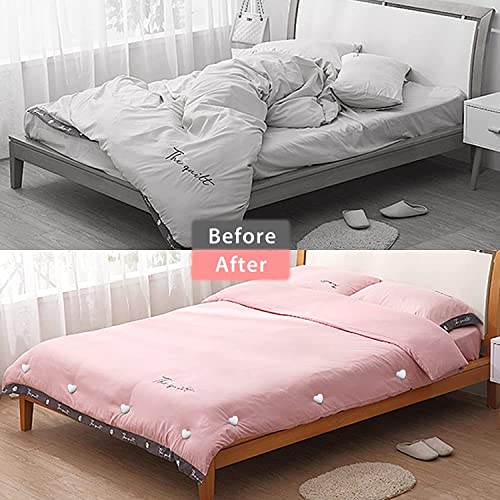 MQUPIN Quilt Fixing Clips,16 Pcs Duvet Cover Clips,Mushroom Round Fixing Clips with Buttons,Bedroom Duvet Fixing Holder Quilt Cover Pins with Box(White) - Image 3