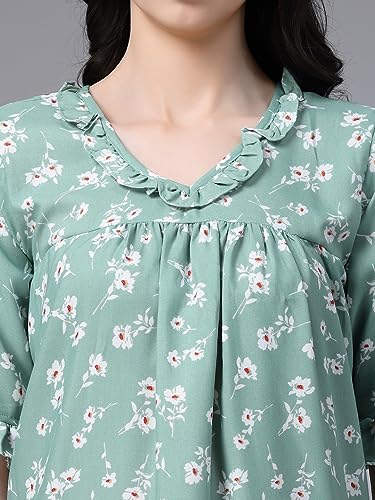 Image of OOMPH! Cotton Blend Nighty for Women's | Night Gown | Nighty | Nightdress | Maxi Dress | Sleepwear | Gown for Women | Nighties | Sleepwear