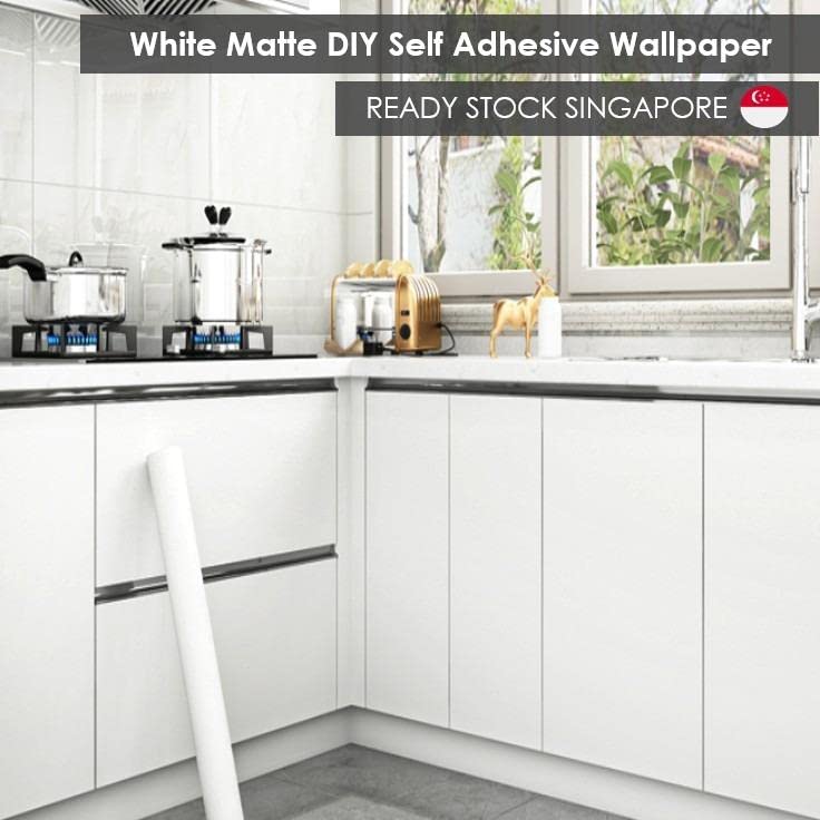 Image of HOME13 Matte Wallpaper Stick and Peel for Bedroom Solid Contact Paper Self Adhesive Thick White Wallpaper Peel and Stick Removable Wall Paper (2Feet 156Inches, Matte White Wallpaper)