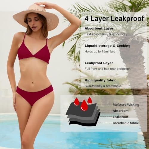 Image of SherryDC Women's Period Swimwear Bikini Bottoms-Menstrual Leakproof Swimsuit Bottoms Briefs for Teen Girl