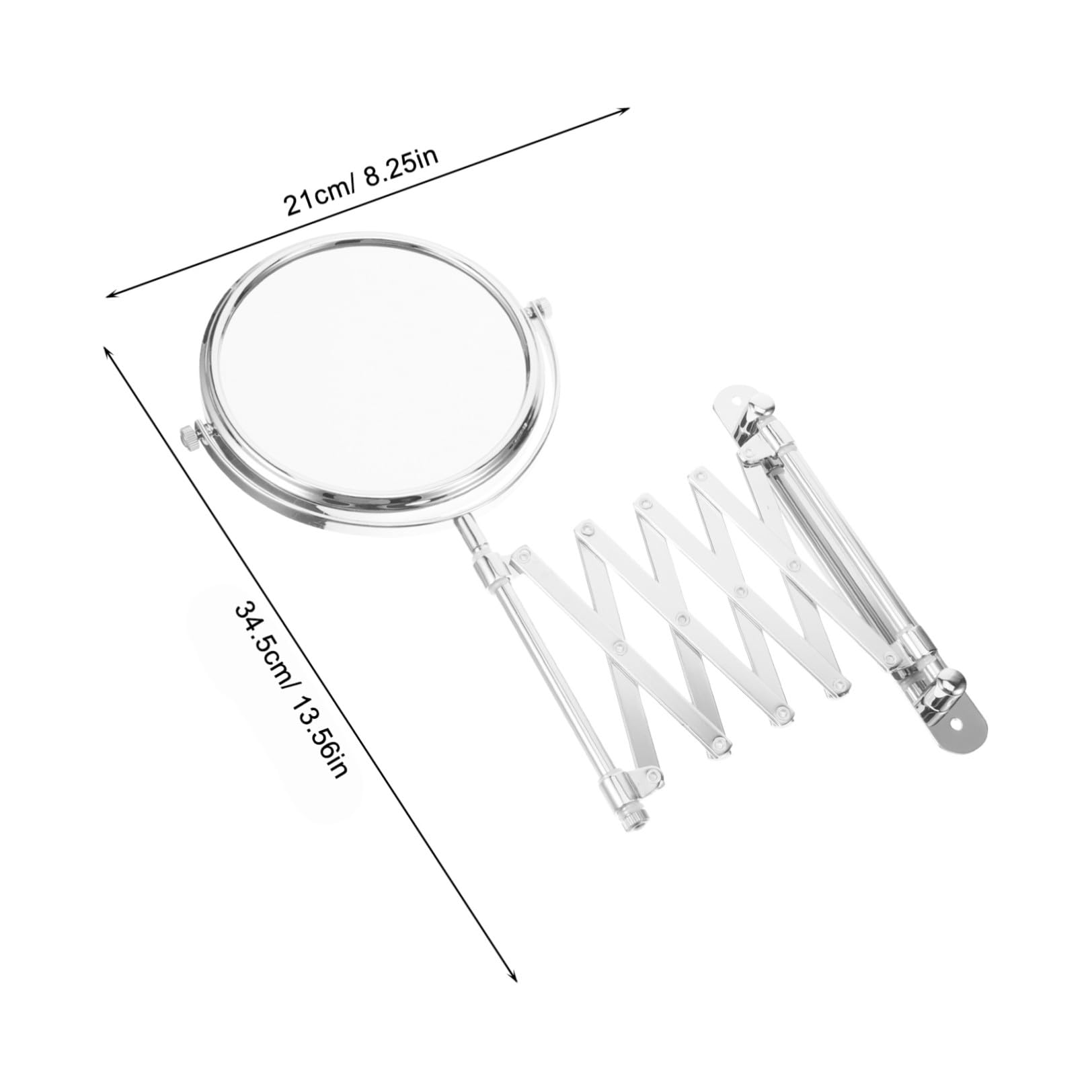 Zerodeko Specchio da Bagno Rotondo Estensibile e Girevole a 360 Gradi da Parete Ingrandimento 3x Struttura in Metallo Argento per Trucco e Toelettatura